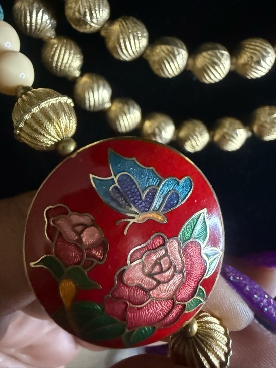 Vintage 70s 80s Cloisonné Statement Dyed Howlite and Resin 28